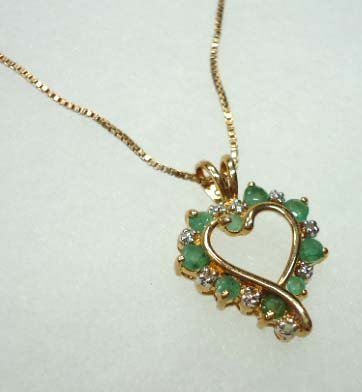 Sterling Vermeil Jadite Heart Pendant