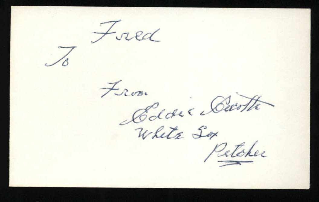 Eddie Cicotte "White Sox Pitcher" Signed 3x5 Index Card