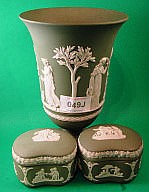 WEDGWOOD GREEN JASPER WARE TRINKET BOXES (2) Plus