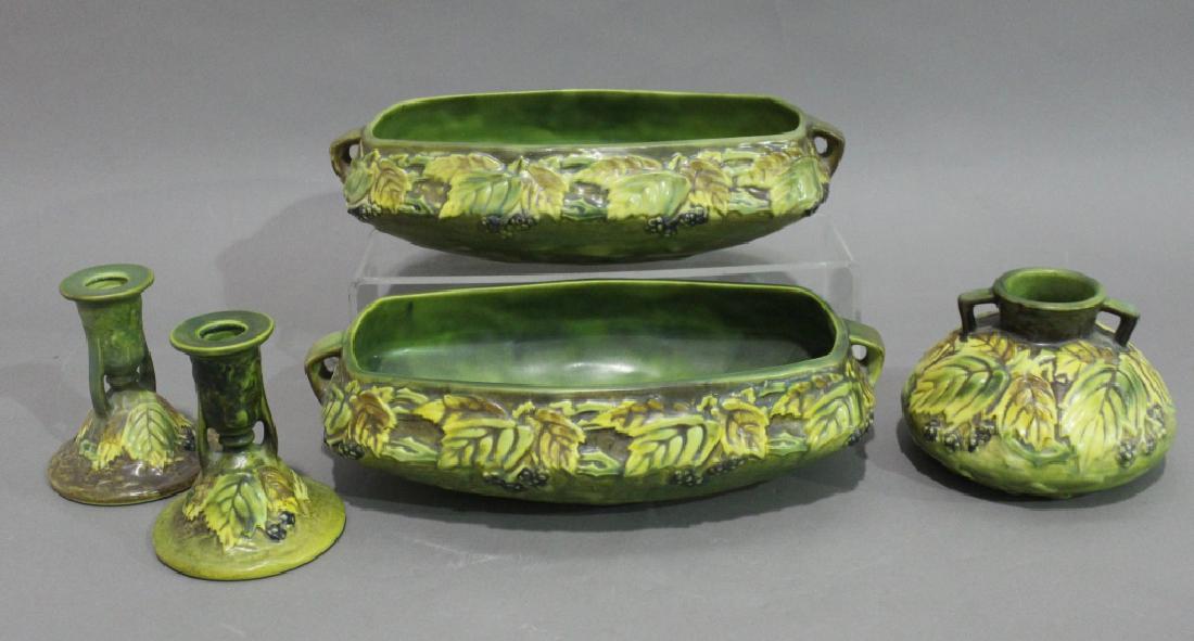 Five Piece Group Roseville Pottery