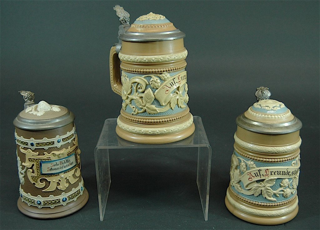 3 Villeroy & Boch, Mettlach Steins