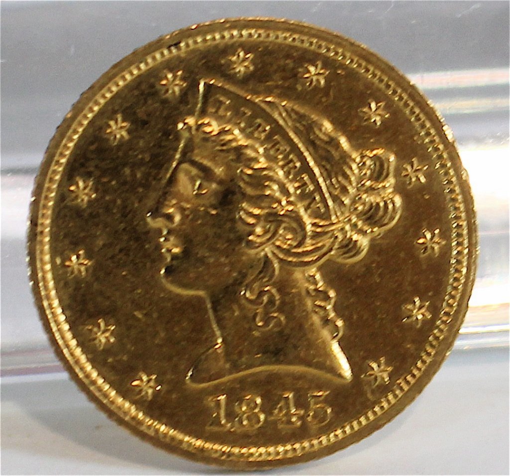 1845 US $5 Gold Coin