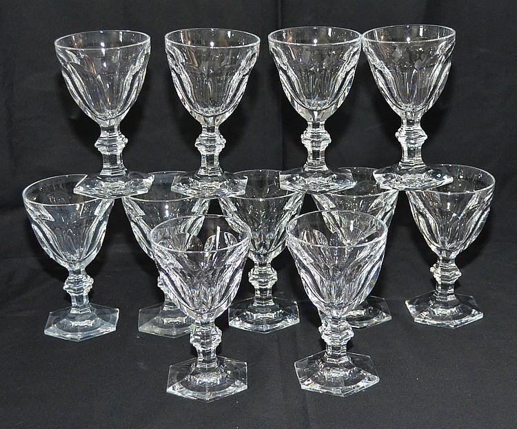 11 Baccarat Harcourt Claret Wine Glasses