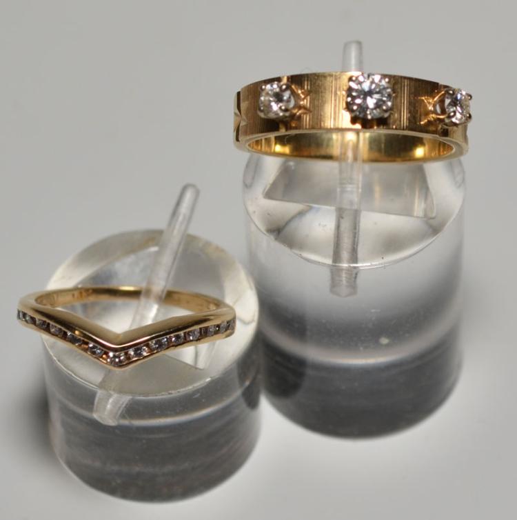 Two 14k Gold & Diamond Rings