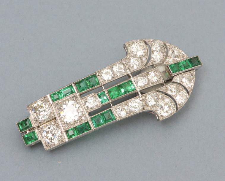 Broche - Art Déco - en , platine 900 MM,…