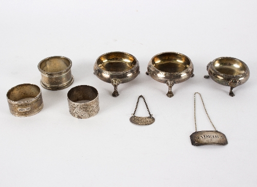 A pair of George III silver cauldron salts