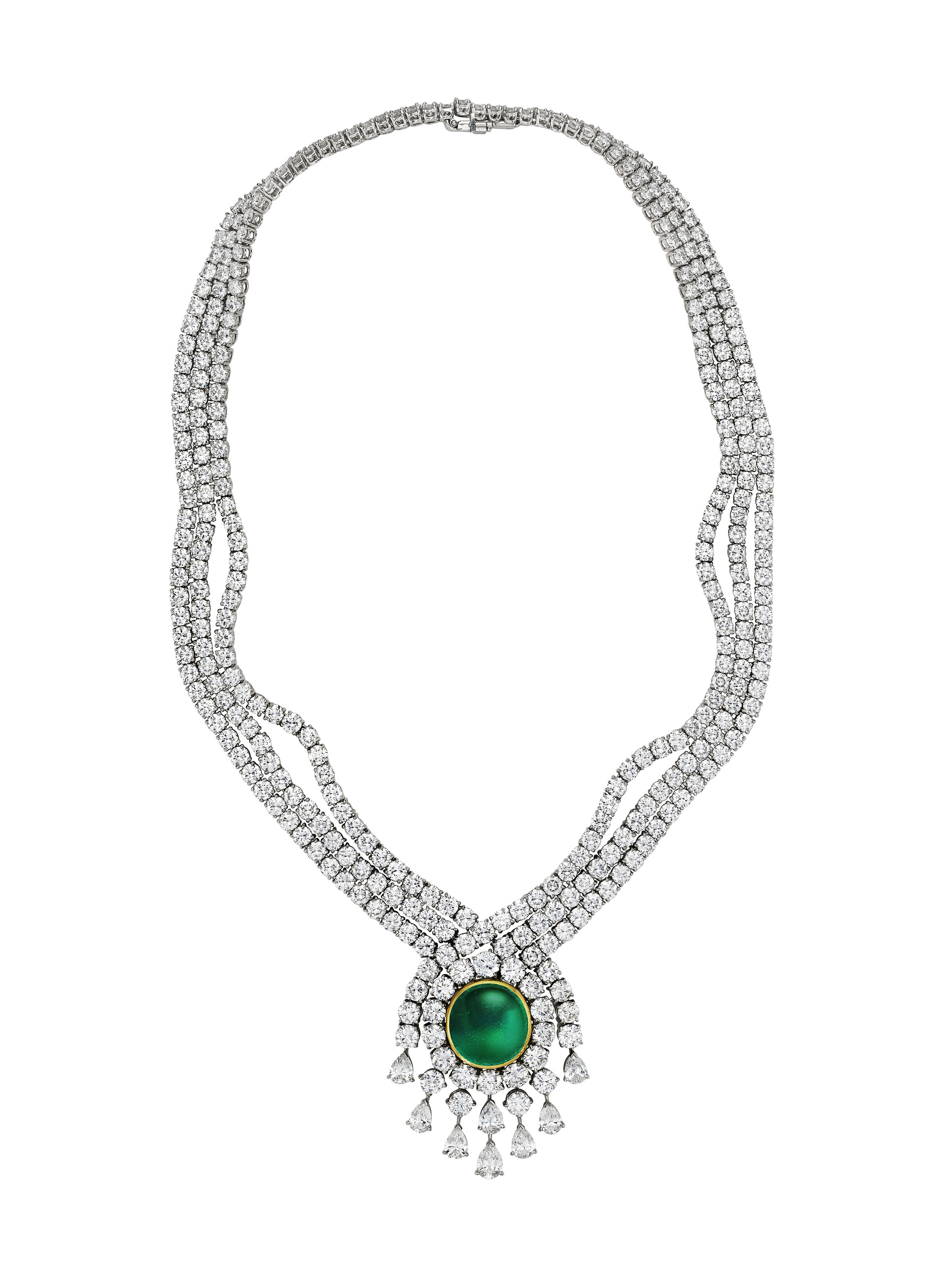 VAN CLEEF & ARPELS EMERALD AND DIAMOND NECKLACE