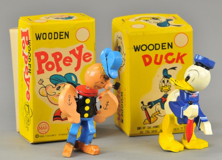 DONALD DUCK & POPEYE WOODEN FIGURES