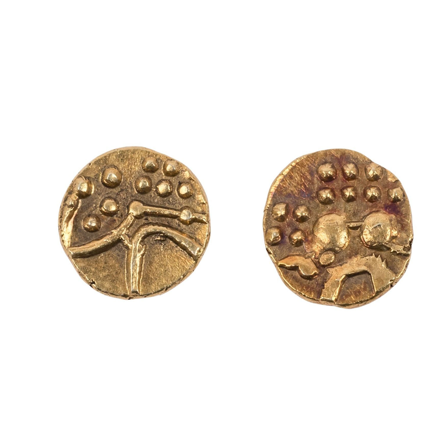 Indien/GOLD - 2 x 1 Fanam, unterschiedliche Motive