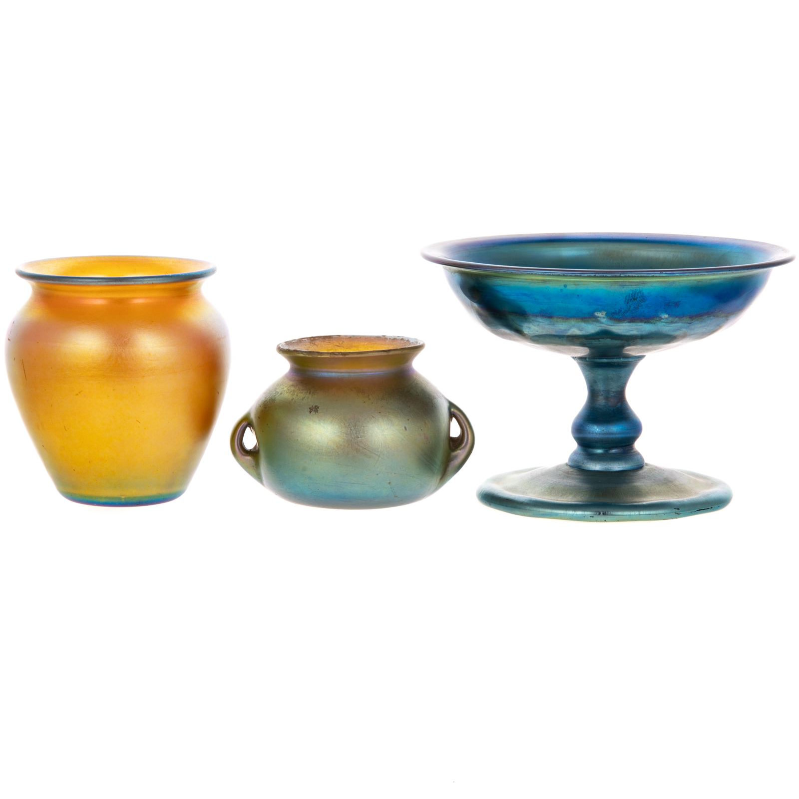 Two Tiffany Favrille & One Steuben Miniature Table