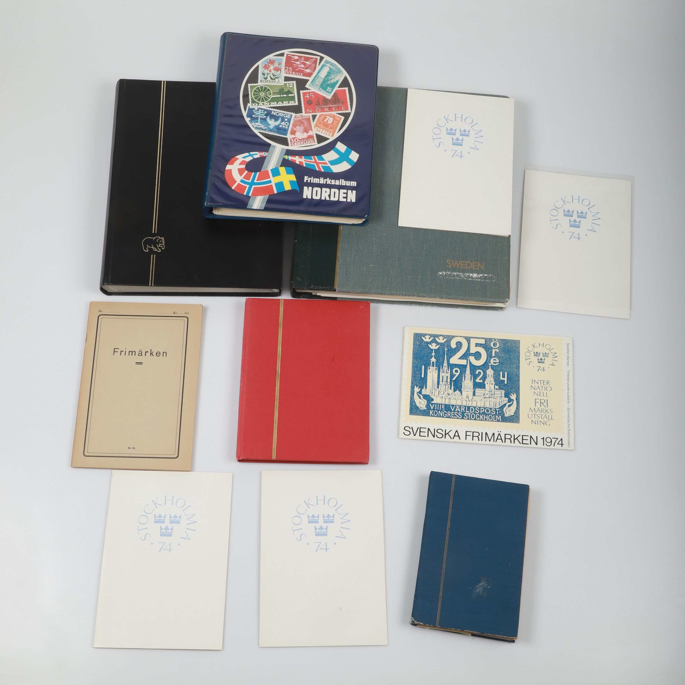 FRIMÄRKSALBUM, 5 album, bl. a Leuchtturm, 1800/1900-tal.