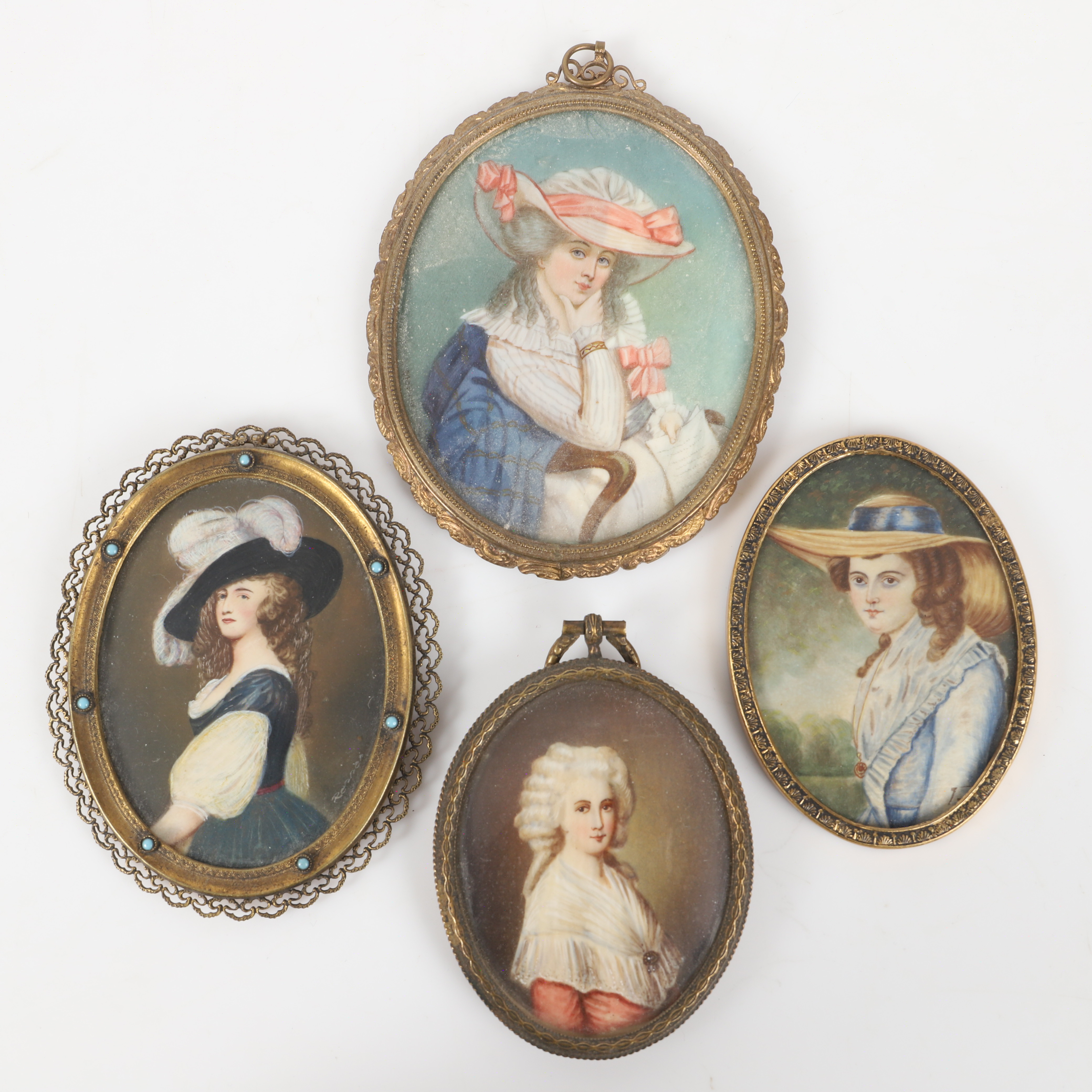 MINIATYRPORTRÄTT, 4 stycken, 1800/1900-tal.