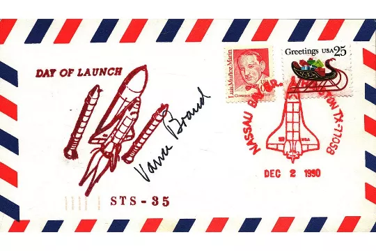 Astronaut Vance Brand signed Shuttle STS-35 Day of Launch FDC PM Nassau
