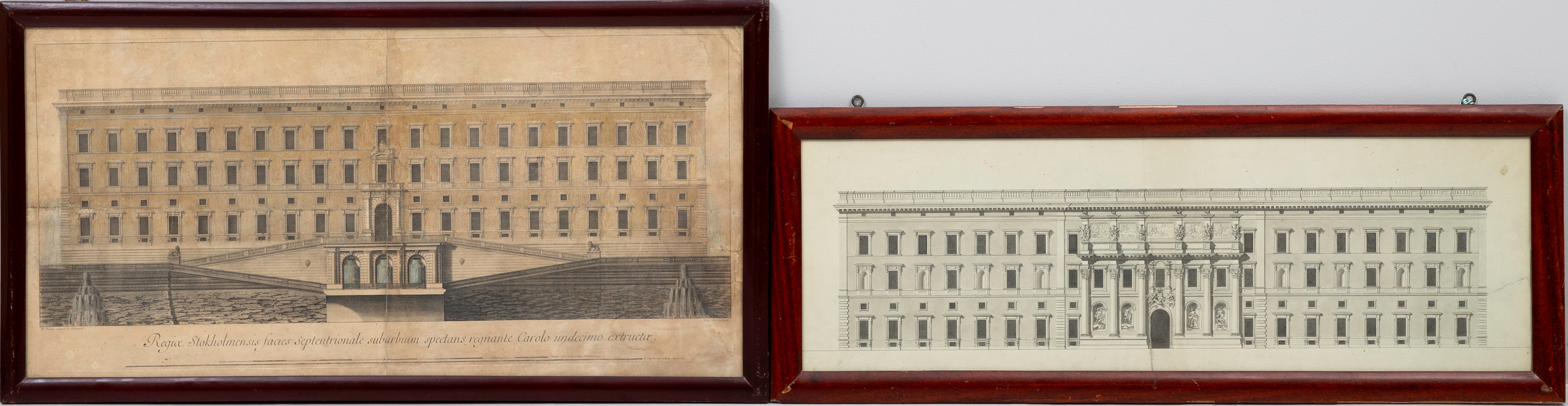 STOCKHOLMS SLOTT, 2 st, gravyrer, fasader, Nikodemus Tessin d.y., 1700-tal.