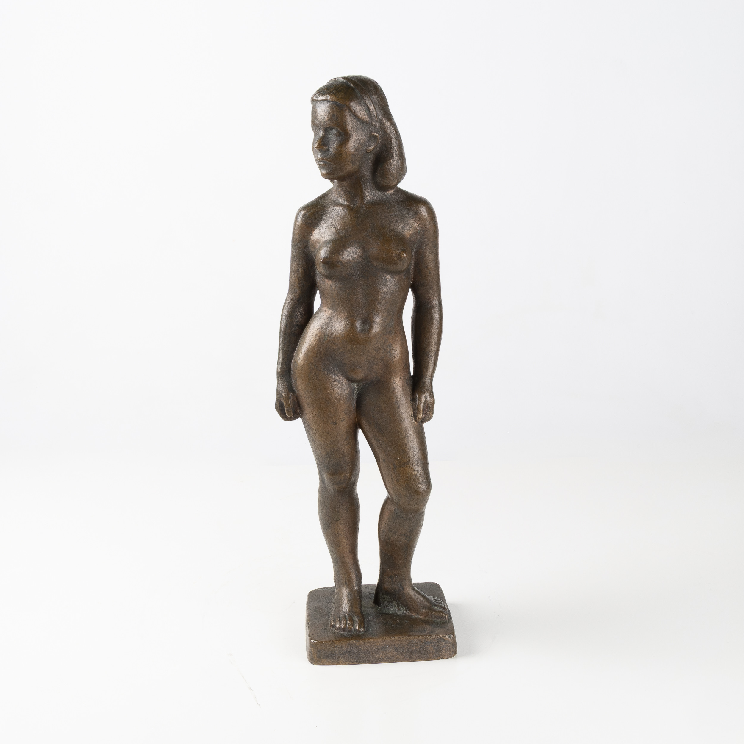 JONAS FRÖDING. Skulptur, Kvinnofigur, patinerad brons, omkring 1930/40.