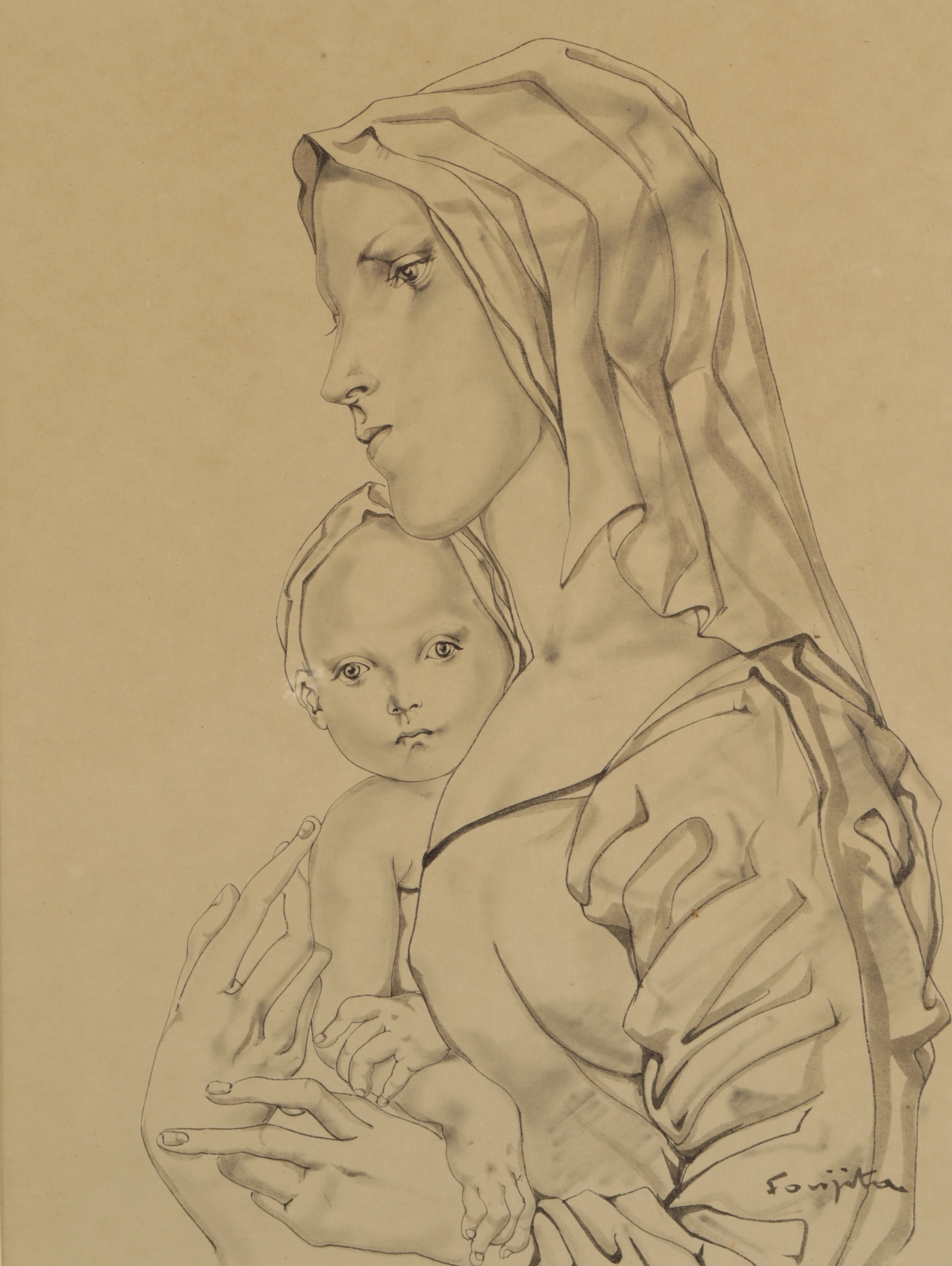 *TSUGUHARU FOUJITA (1886-1968) 'Mother and Child'