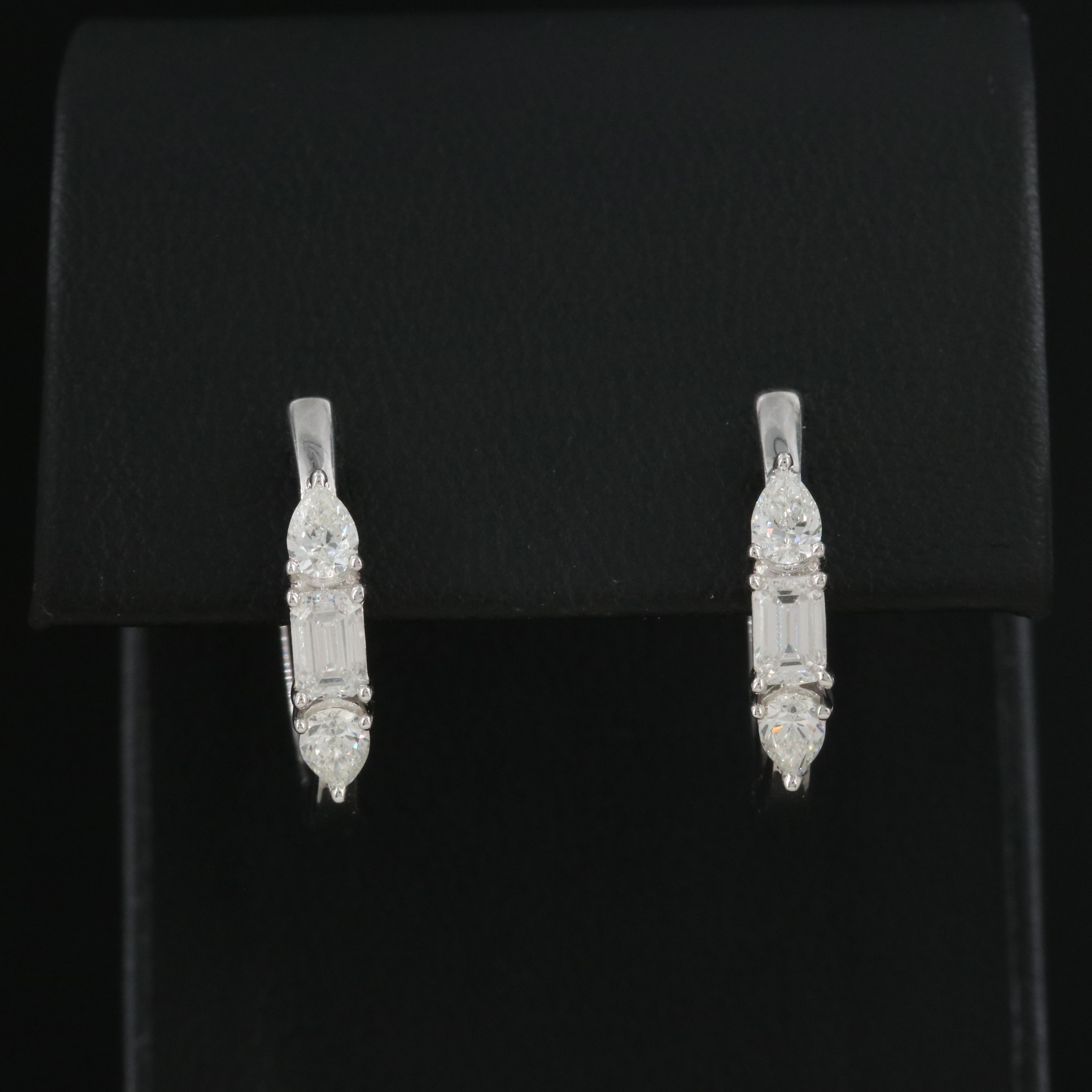 14K 1.25 CTW Lab Grown Diamond Hoop Earrings