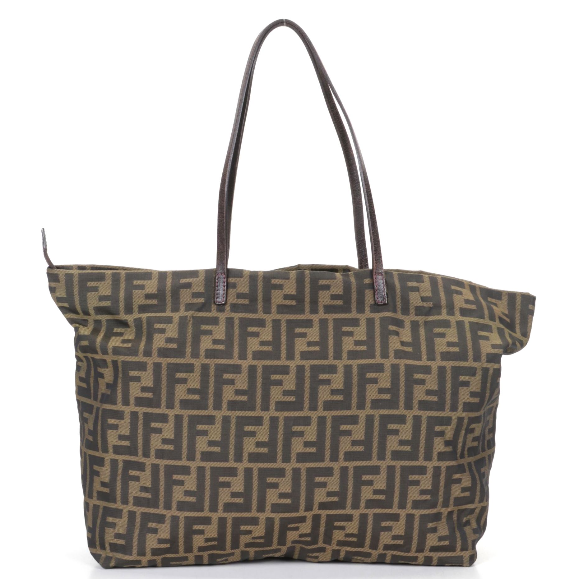 Fendi Zip Tote in FF Zucca Canvas and Leather