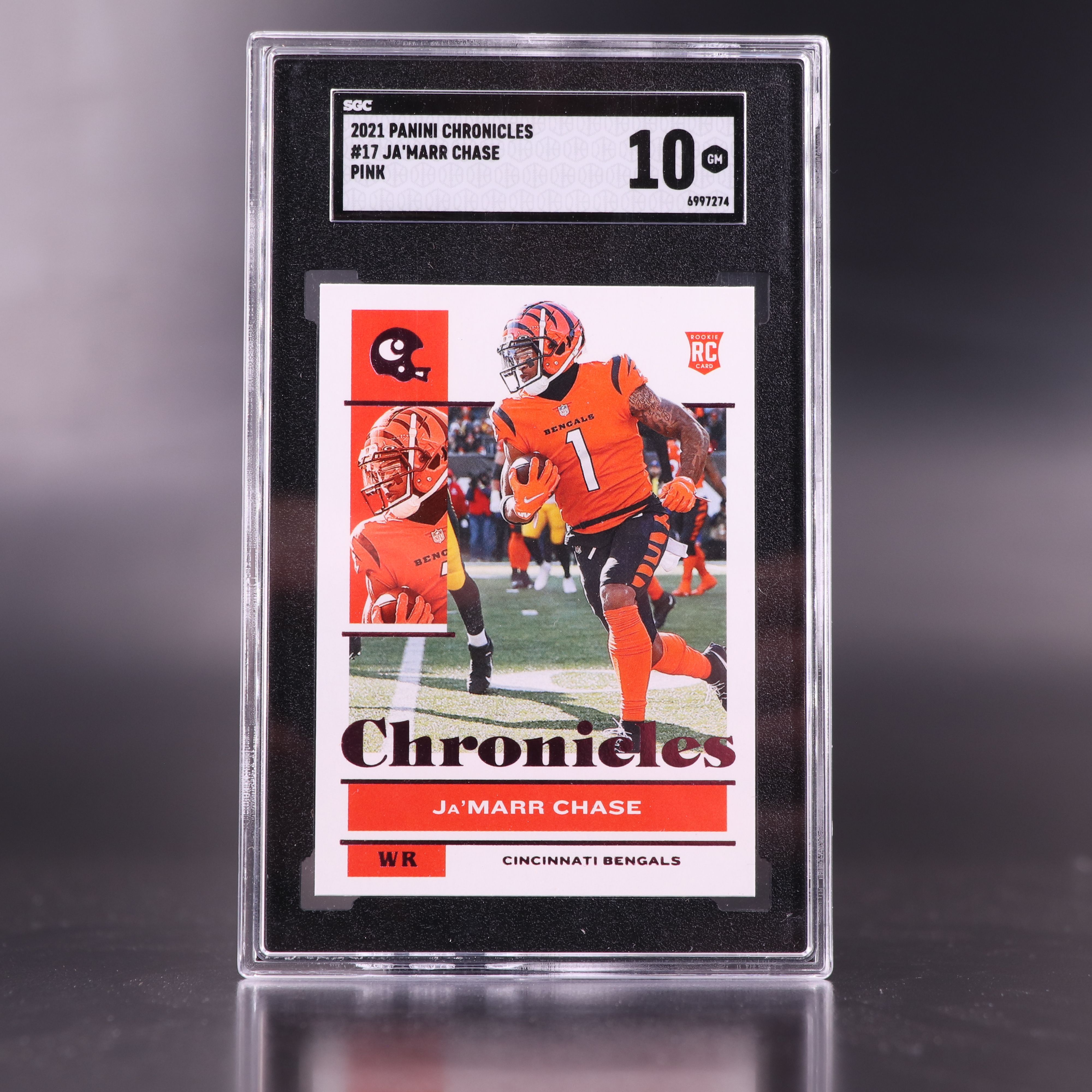 2021 Chronicles Ja’Marr Chase Pink Rookie Card Graded SGC 10