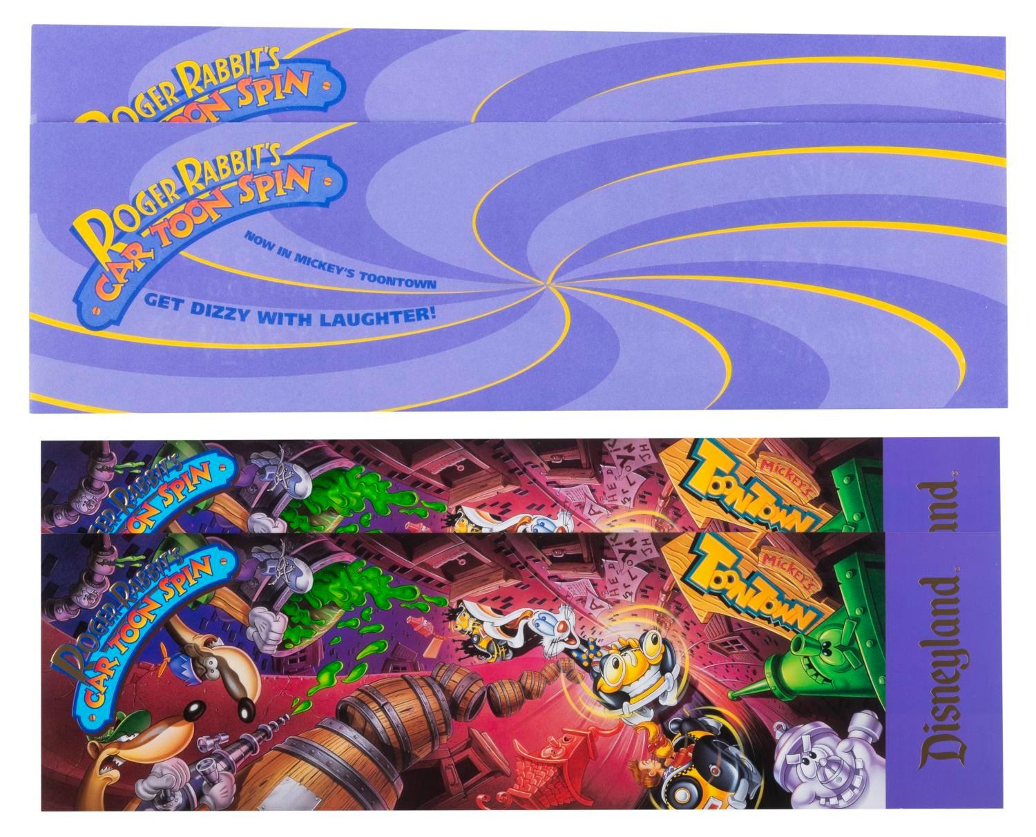 A Pair of Roger Rabbit's Car Toon Spin Premiere Invitations.
