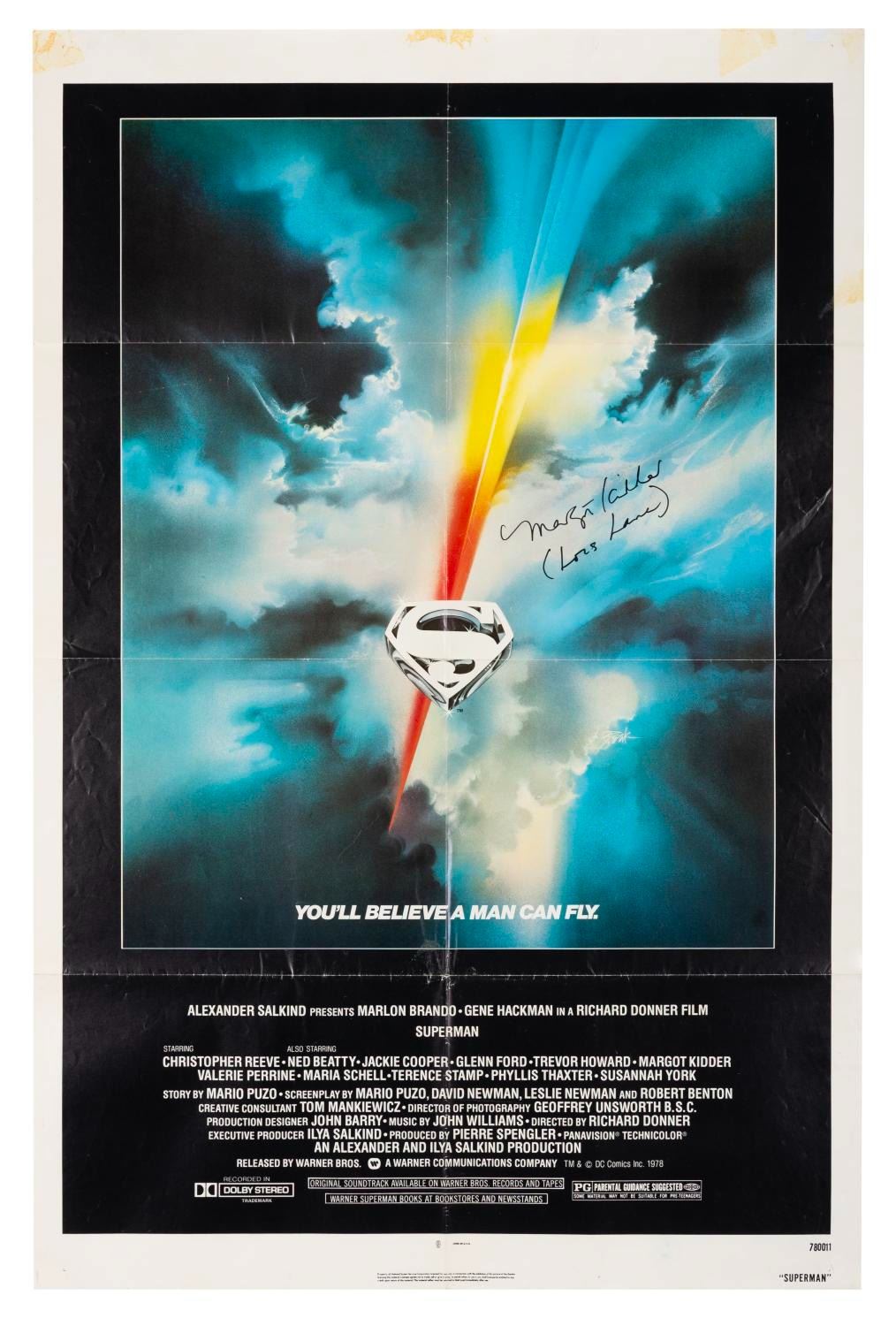 A Margot Kidder Signed "Superman" One-Sheet.