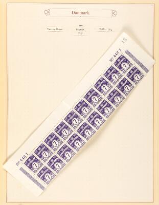 1930. Wavy line. 7 øre, violet. MNH block of 20 with margin no. 446-I.