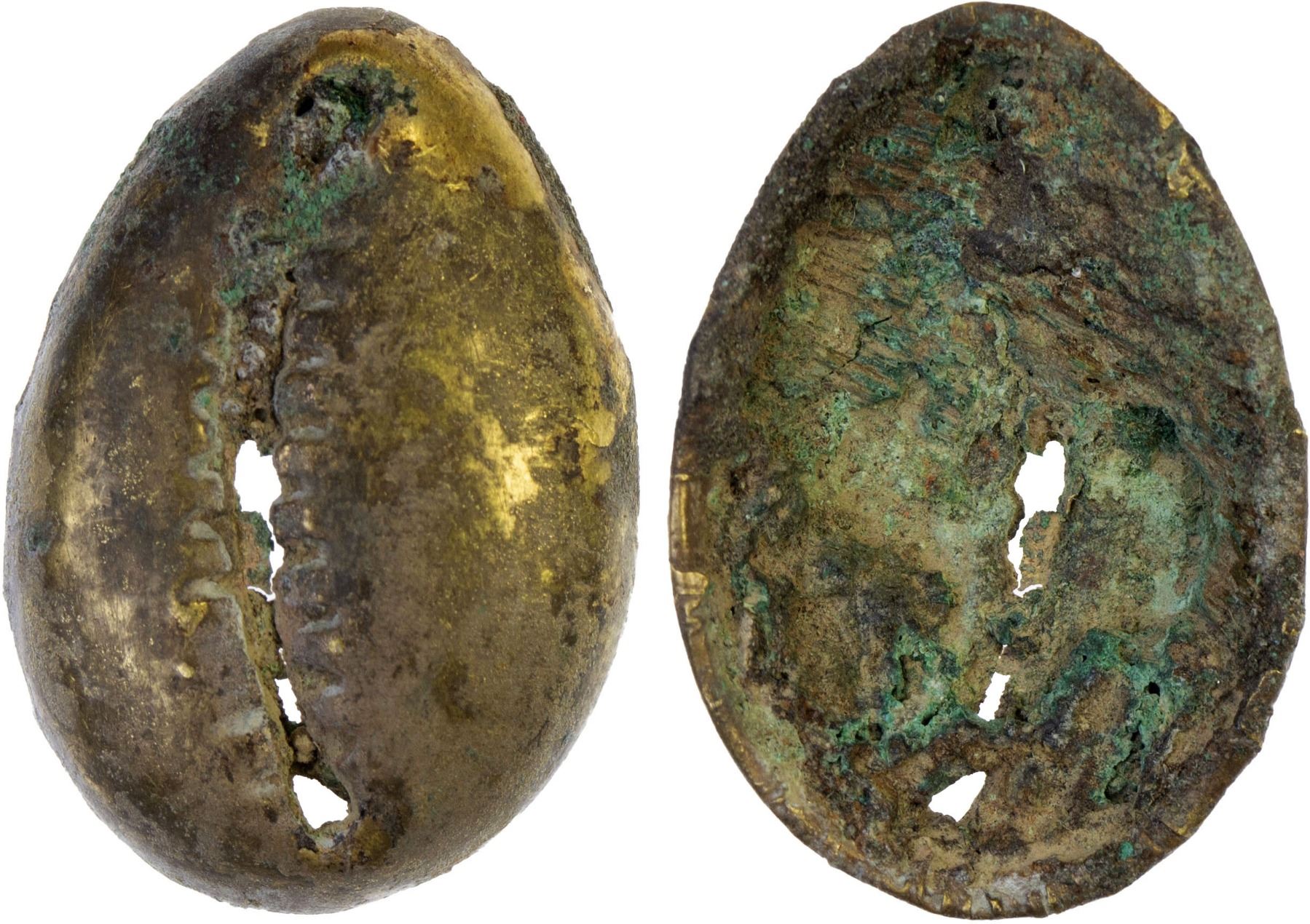 ZHOU: Anonymous, 1000-700 BC, gilt AE cowrie (1.6g), VF