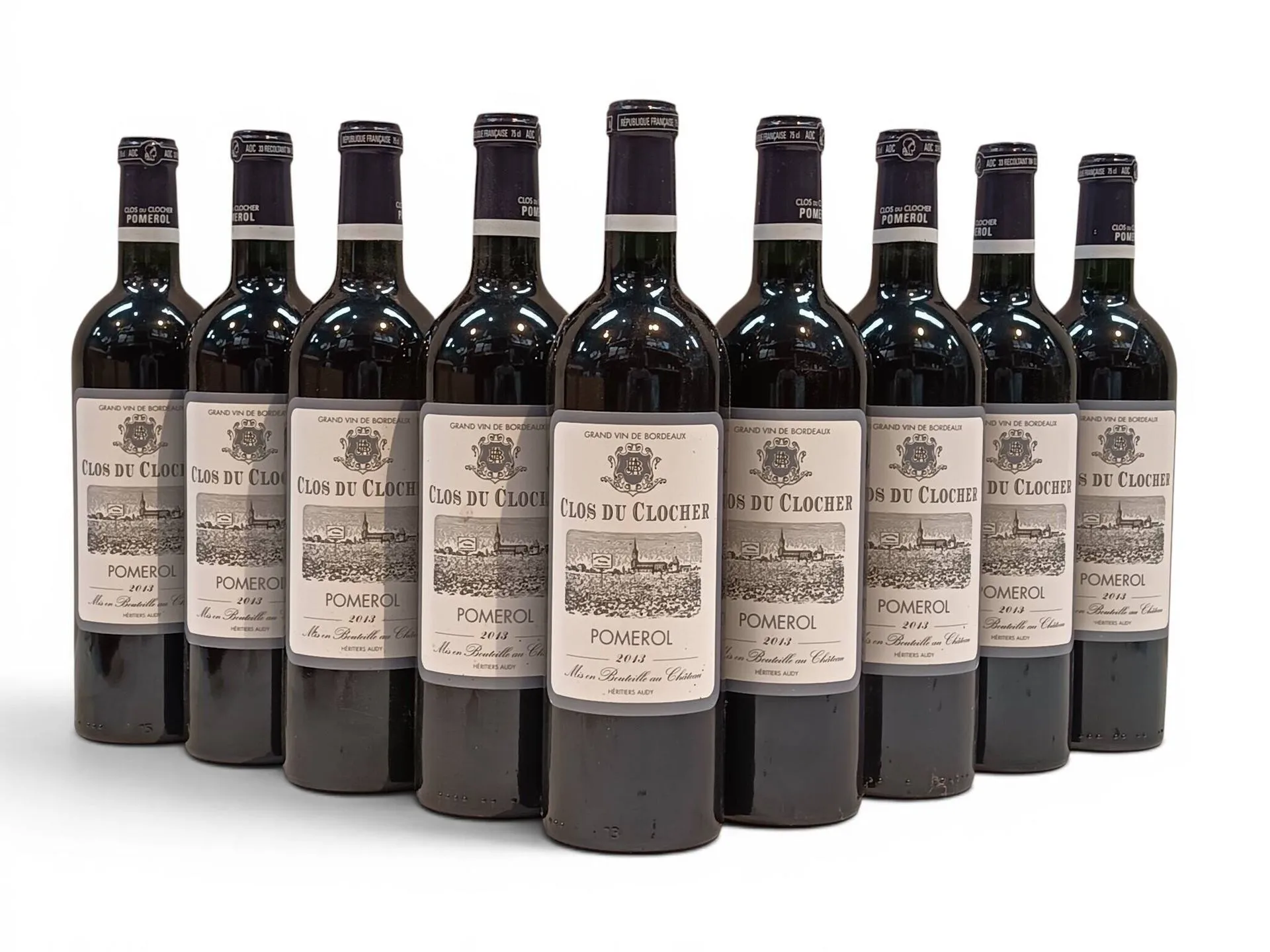 9 Bottles CLOS du CLOCHER - Pomerol 2013 (Damaged wooden cas - Lot 102