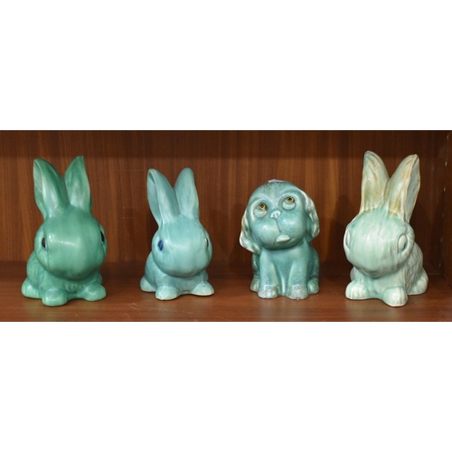 A Crown Devon green-glazed 'Bonzo' seated dog figure, 14cm h...