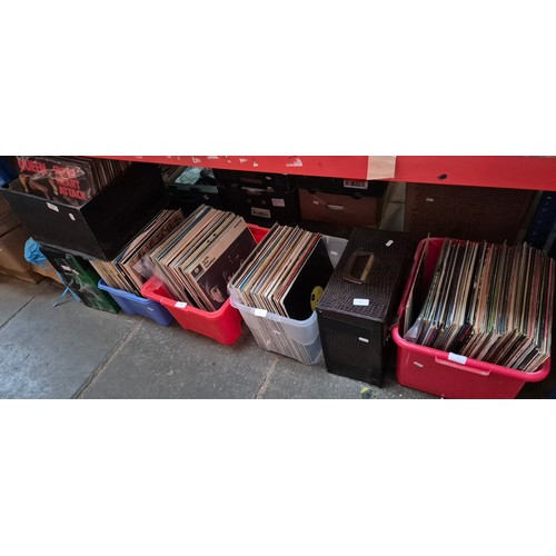 Five boxes & two record cases of assorted vinyl LP records, ...