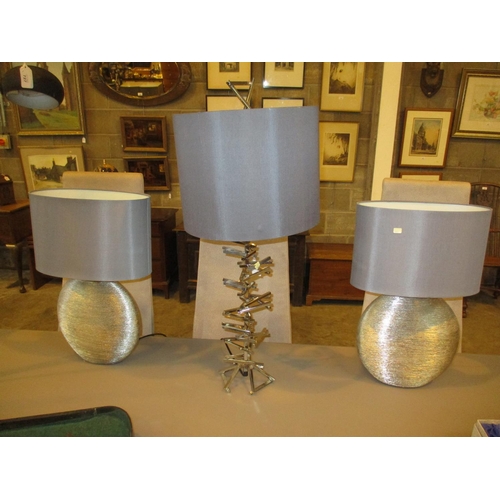 Pair of Modern Table Lamps and a Metal Table Lamp