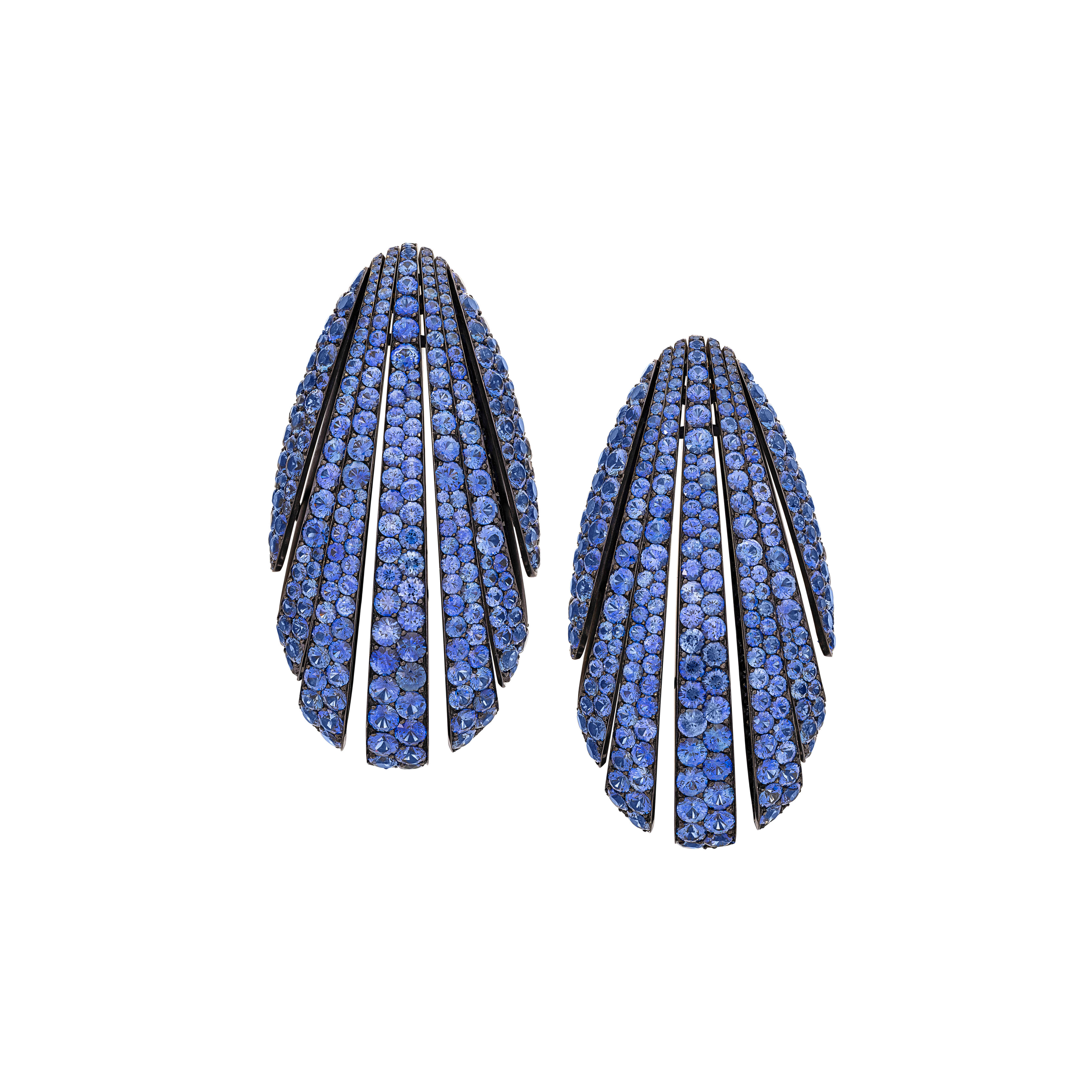 JAR SAPPHIRE, COLOURED DIAMOND AND DIAMOND EARCLIPS