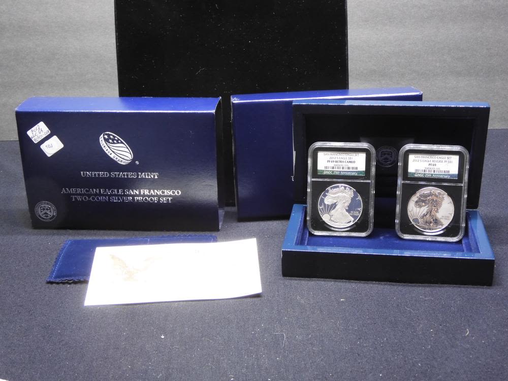 United States Mint American Eagle San Francisco 2 Coin Silver Set 2012