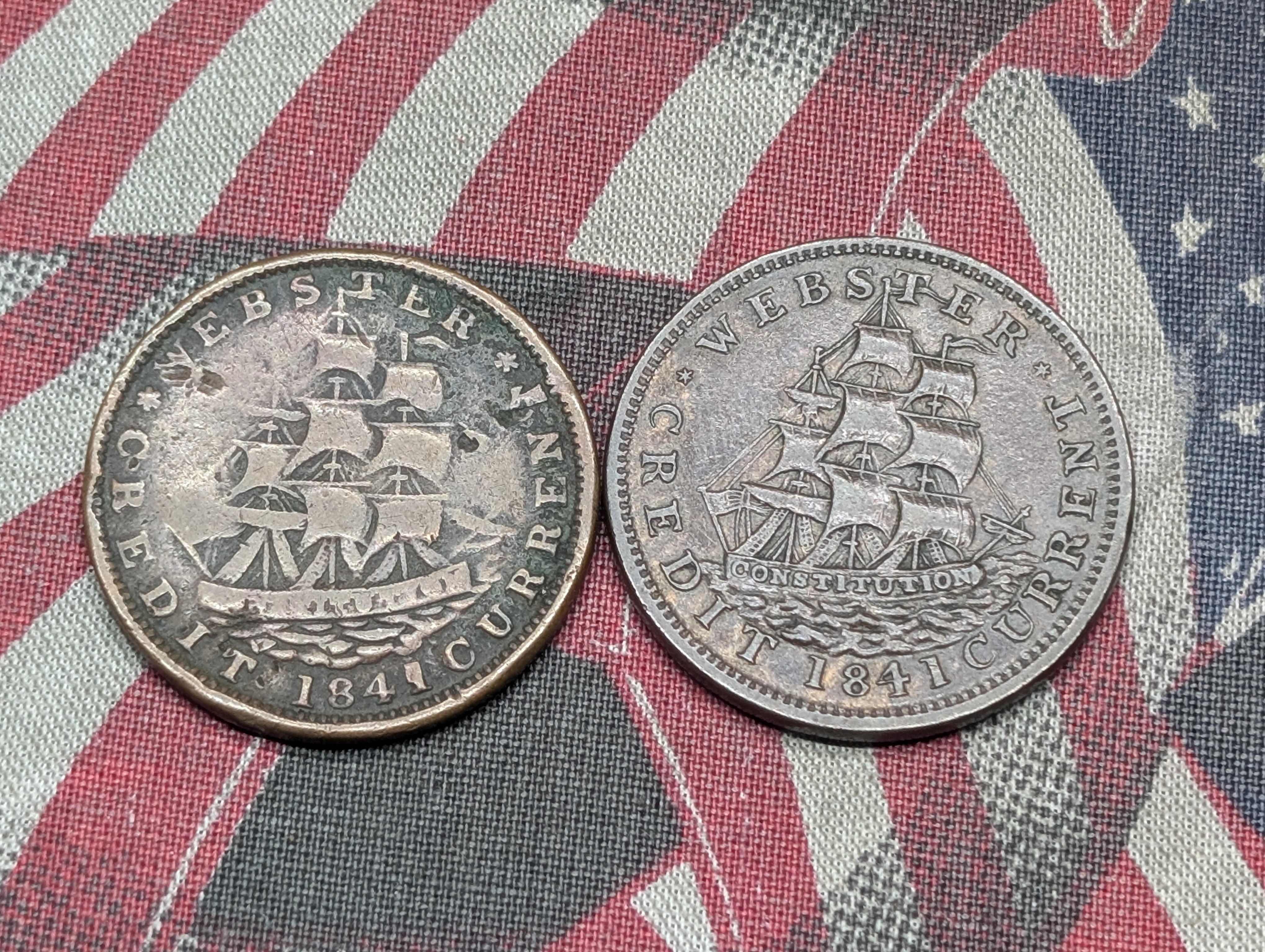 1841 Webster Hard Times Token & 1837-41 Webster/Van Buren Hard Times Token