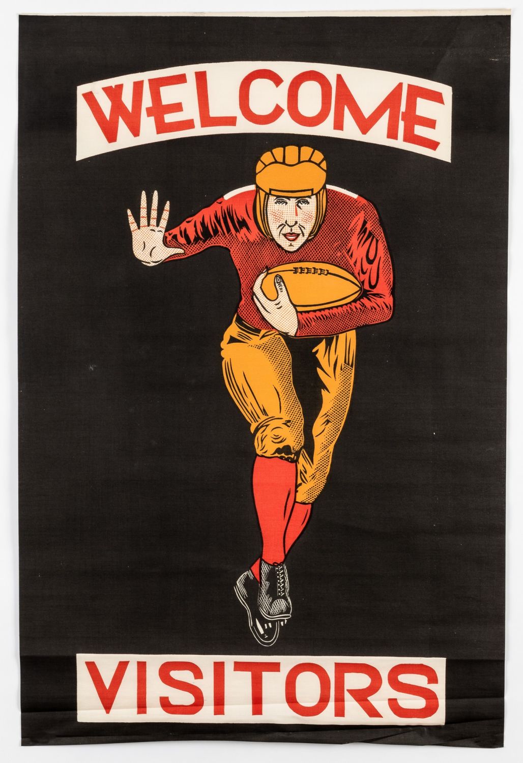 VINTAGE AMERICAN FOOTBALL POSTER WELCOME VISITORS