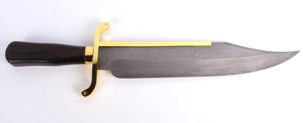 GIL HIBBEN DAMASCUS OLD WEST BOWIE KNIFE IN BOX