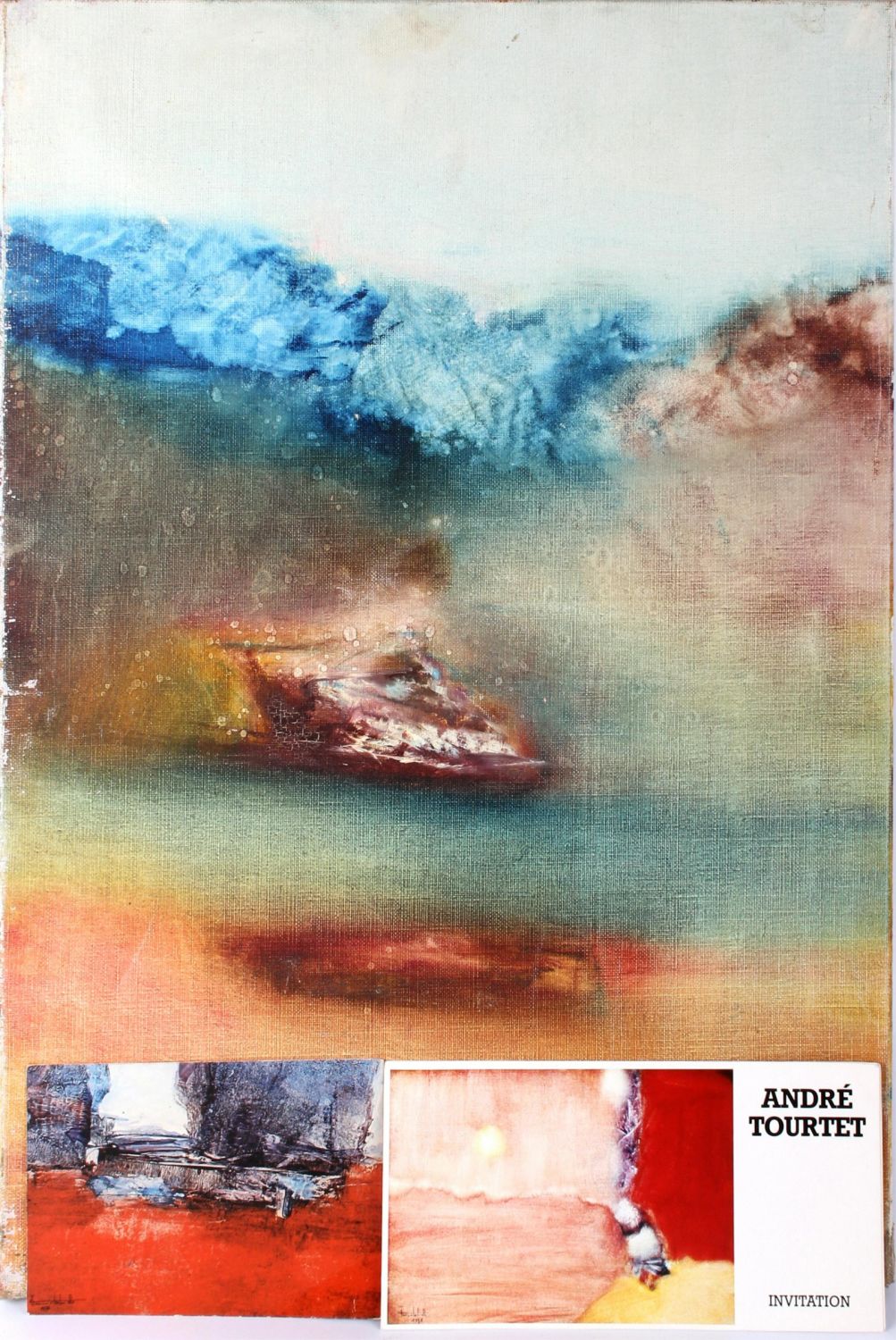 ANDRE TOURTET ACRYLIC ABSTRACT PAINTING W/ PHOTO