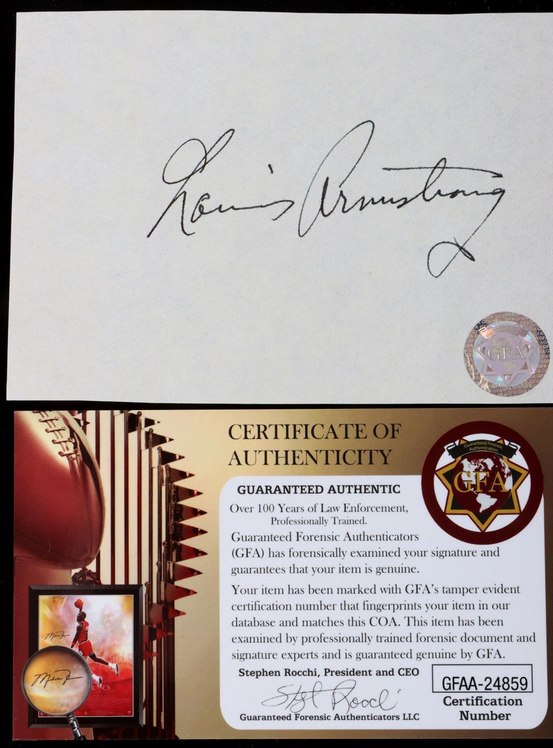 LOUIS ARMSTRONG AUTHENTIC SIGNED PHOTOGRAPH W/ COA