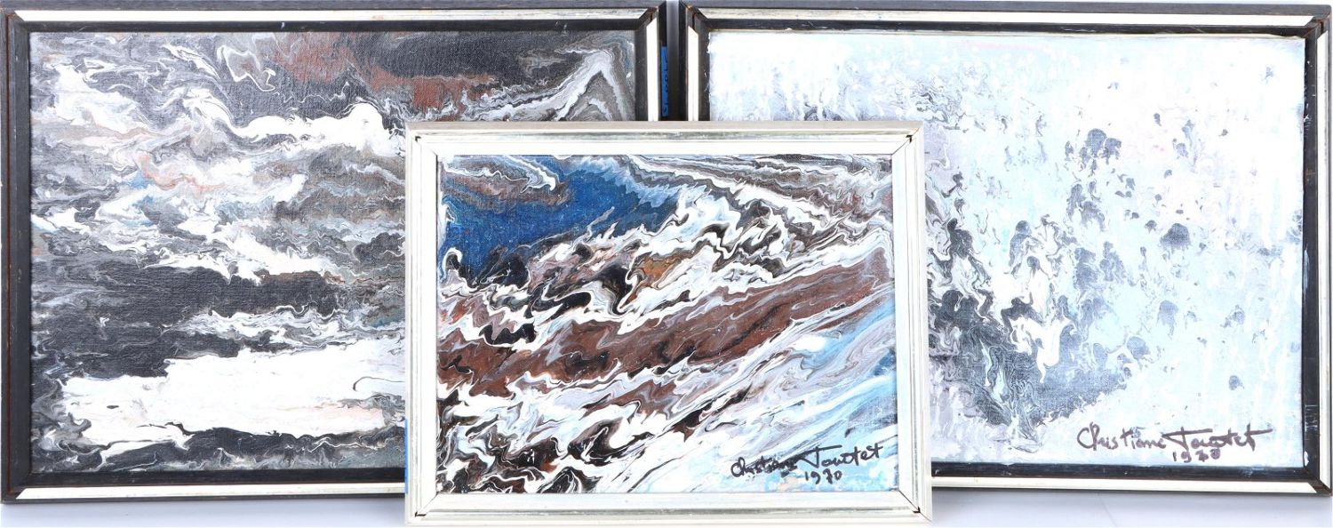 CHRISTIANE TOURTET ACRYLIC ABSTRACT PAINTINGS (3)