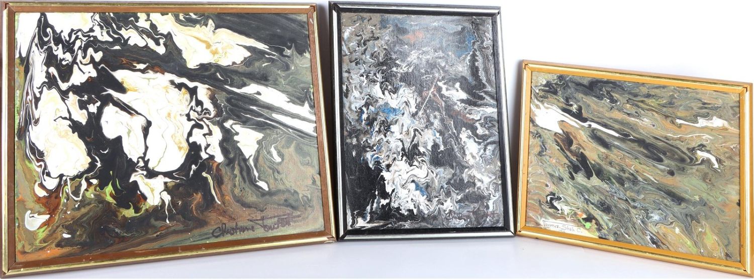 CHRISTIANE TOURTET ACRYLIC ABSTRACT PAINTINGS (3)