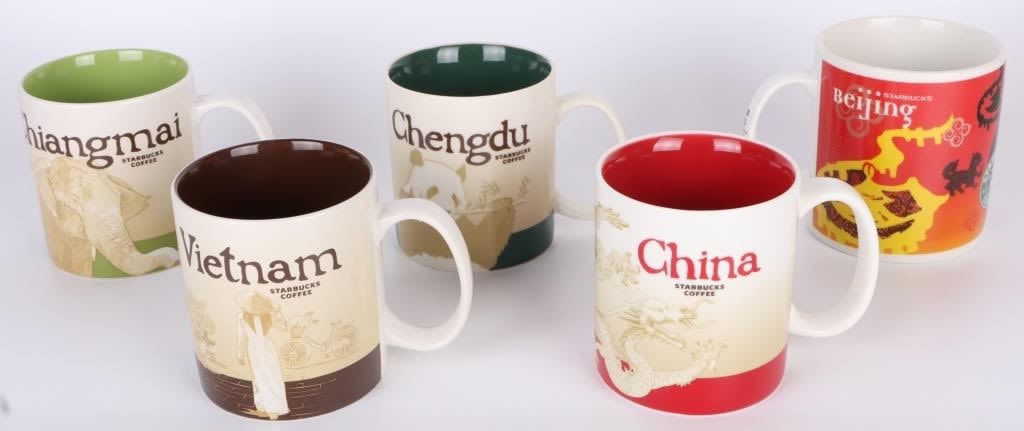 STARBUCKS ASIAN COLLECTIBLE MUGS LOT OF 5