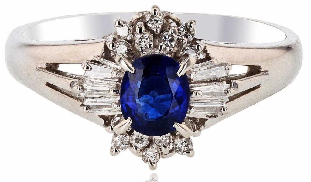 0.43CT SAPPHIRE & .15CTW DIAMOND PLATINUM RING