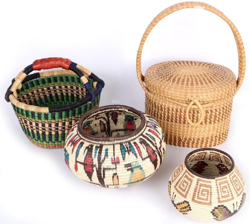NATIVE AMERICAN HAND-WOVEN BASKETS - LOT OF 4