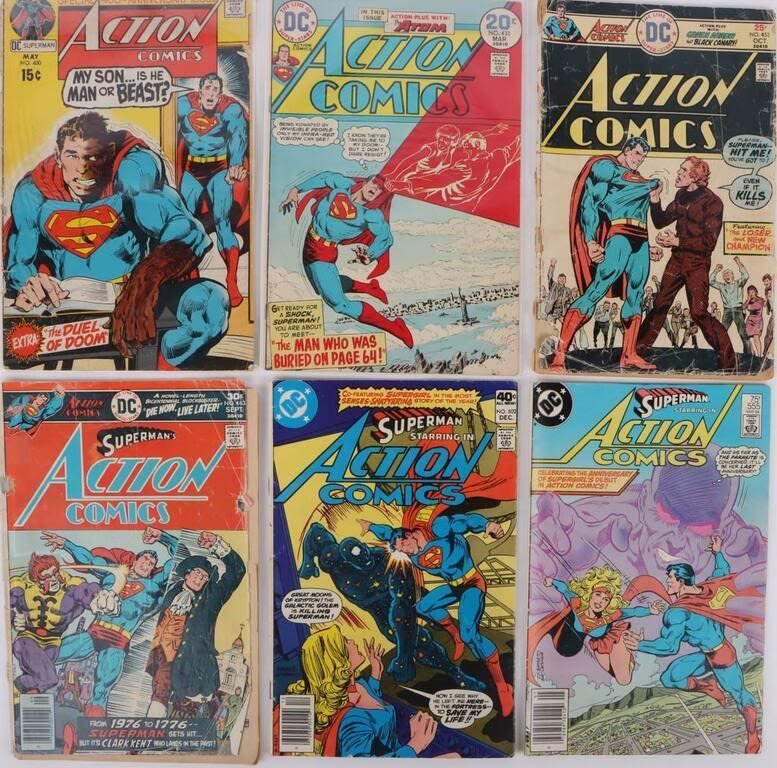 ACTION COMICS BRONZE AGE COMIC BOOKS - LOT OF 6