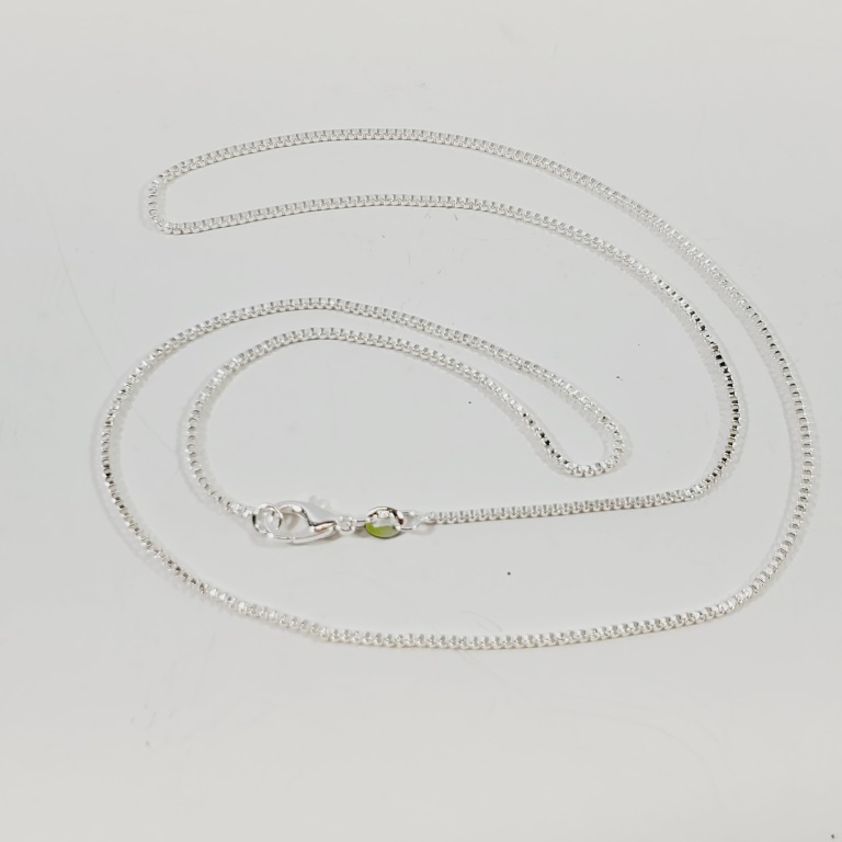 Silver Box Chain Necklace Stamped 925 24"
