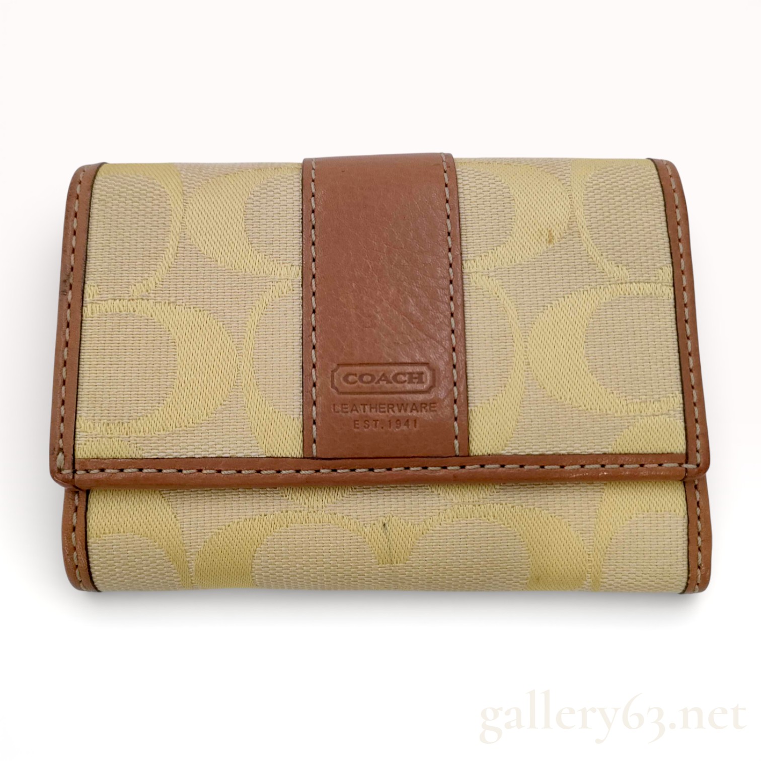 Coach Signature Canvas Wallet with Leather Trim