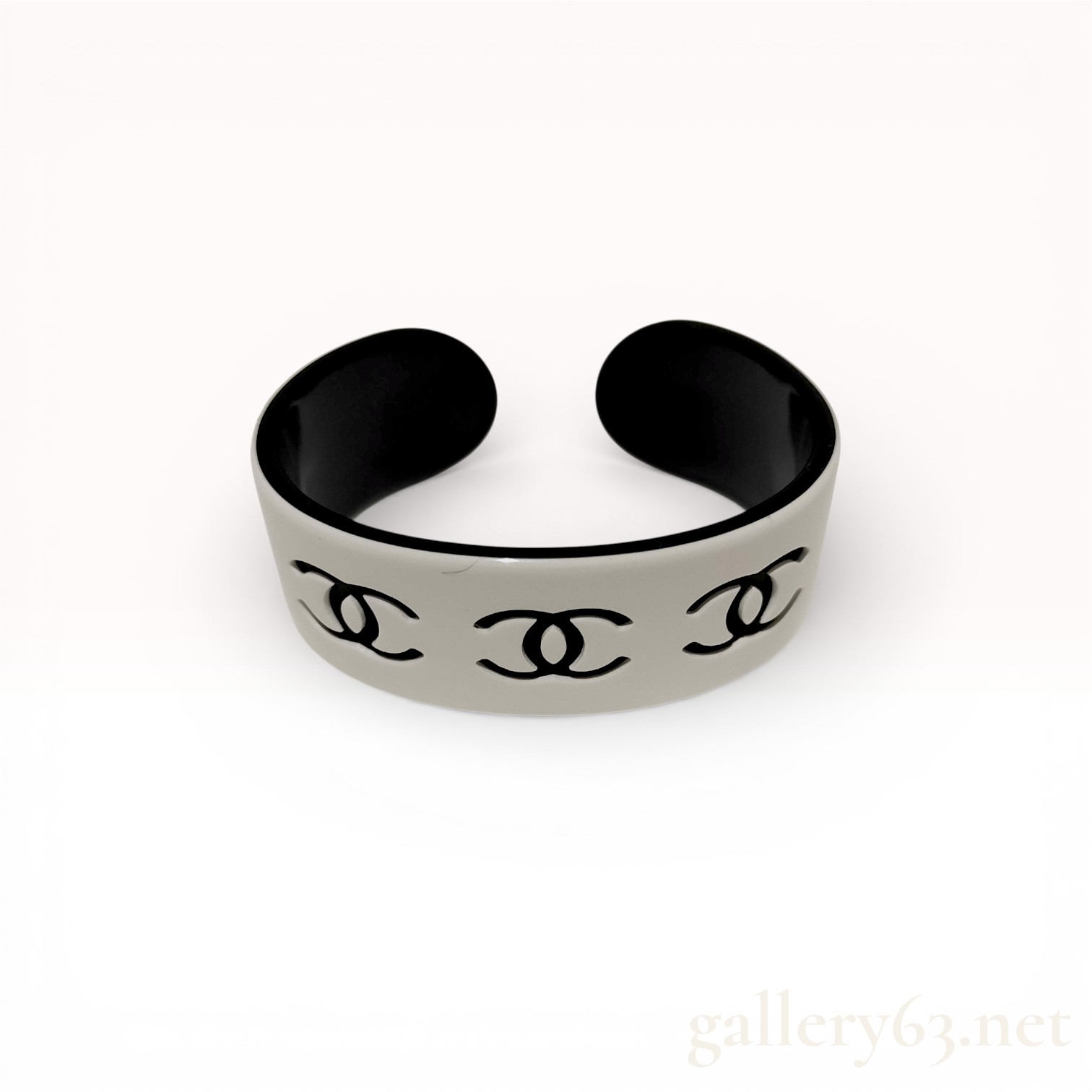 Chanel 02P CC Logo Resin Cuff Bracelet