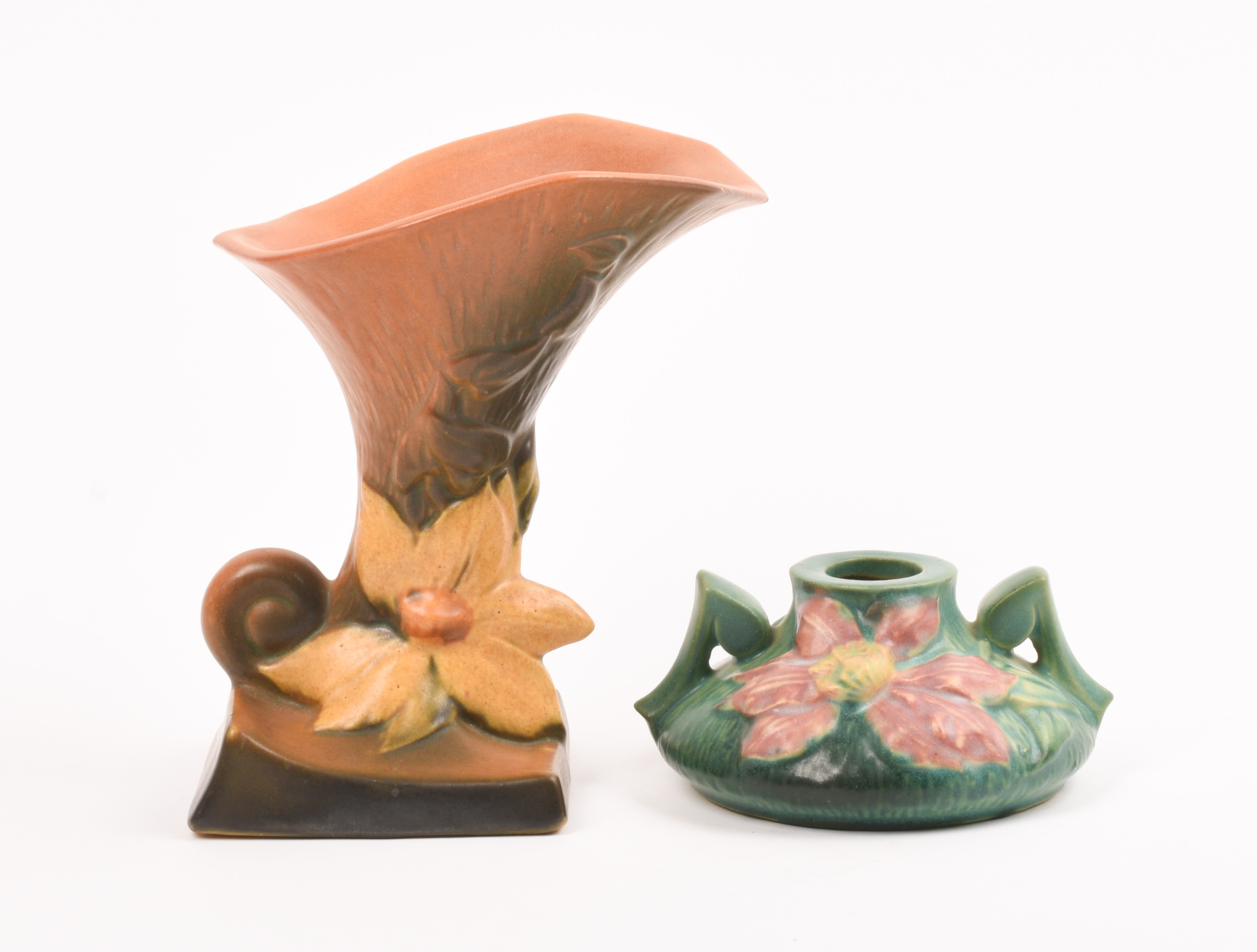 Roseville Pottery Brown Clematis Vase