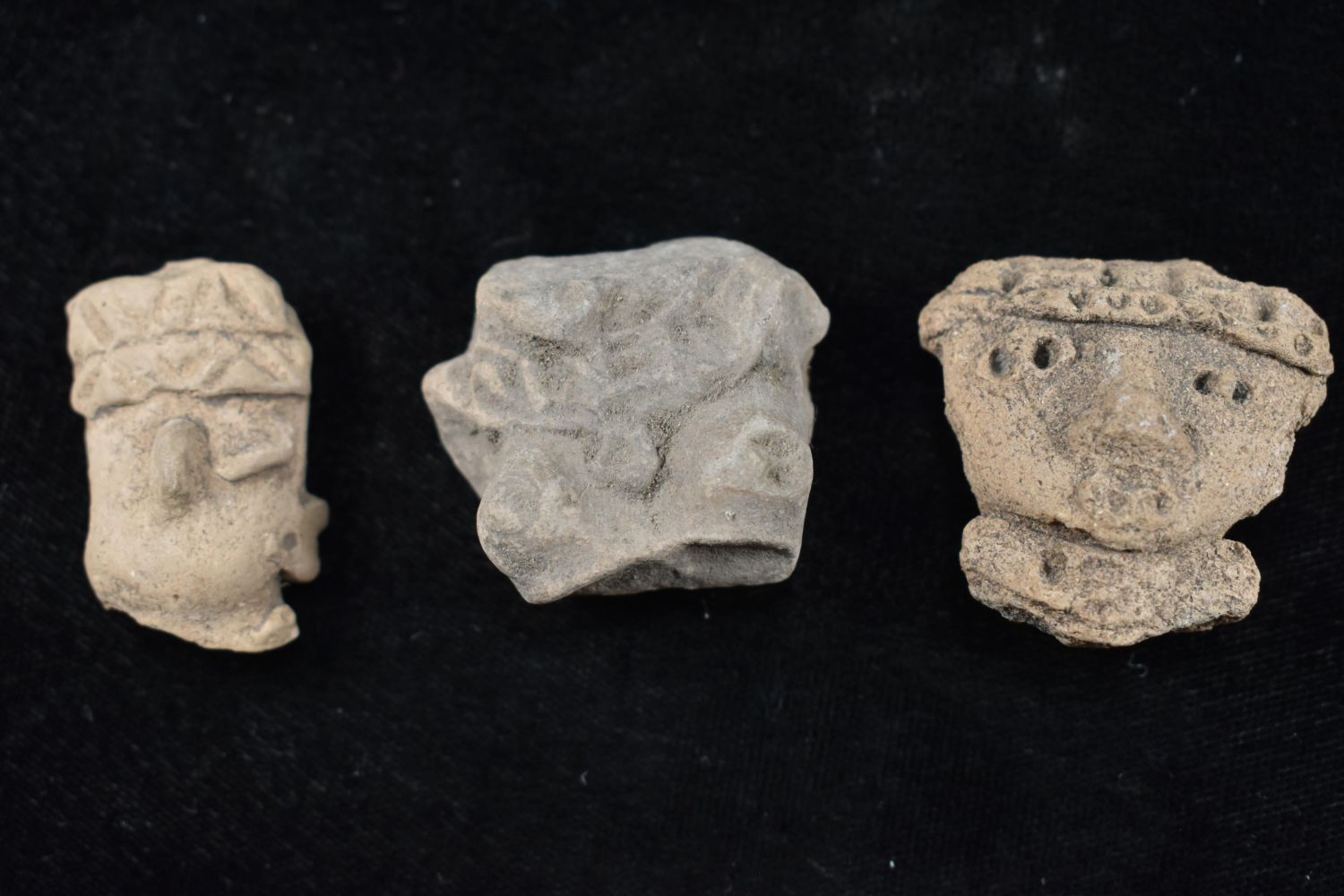 Lot of 3 Pre Columbian Head Fragments