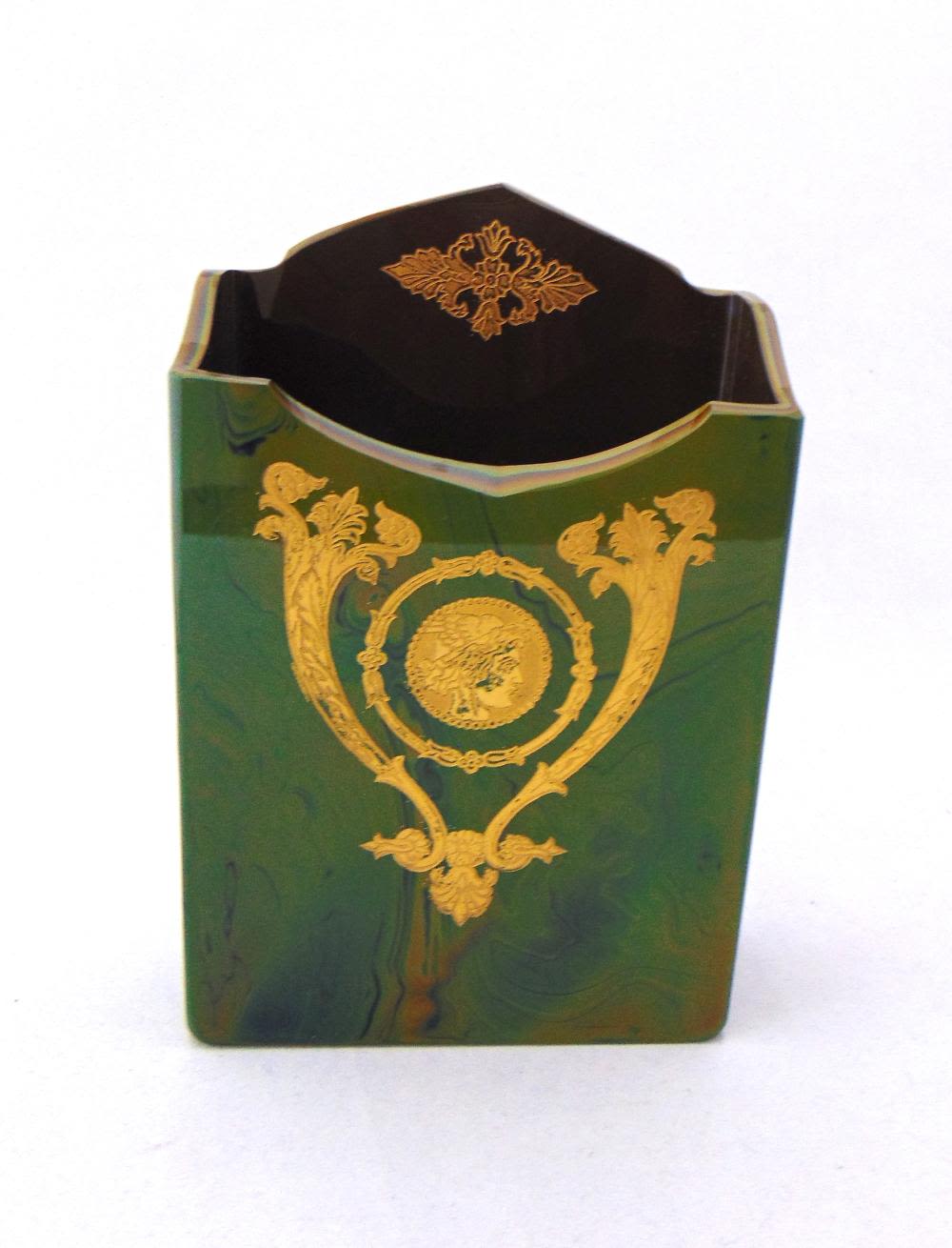 Green Lithyalin glass vase